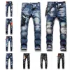 2022 nuovi jeans neri elasticizzati strappati da uomo moda pantaloni denim moto lavati slim fit con pannelli jeans di vendita per pantaloni hip-hop firmati da uomo B3