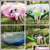 Garden Sets Outdoor Furniture Home Parachute Hammock Mosquito Net Hammocks 2 Persons Hanging Bed Cam Hunting Swings 12 Colors Optional Dro