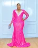 2022 Tallas grandes árabe Aso Ebi sirena lujoso encaje brillante vestidos de fiesta cristales con cuentas noche fiesta formal segunda recepción cumpleaños vestidos de compromiso vestido ZJ2