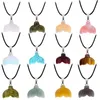 Natural Crystal Stone Pendant Necklace Hand Carved Creative Fish Tail Gemstone Necklaces Ladies Fashion Accessories With Chain