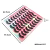 20 Paires 3D Faux Mink Lashes Naturel Fluffy False Eyelashes Dramatique Long Wispies Eye Lash Extension Volume Beauté 5D Cils Pack Avec Plateau Arc-En-Ciel Maquillage