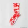 2022 New Tie Dye Socks Women's Long Tube Sports Trend Ins Men's Socks Pure Cotton Couple Middle Tube Hook 9b