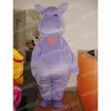 Halloween Purple Hippo Mascot Costume Top Kwaliteit Streepjeskarakter Outfits Pak Unisex volwassenen Outfit Kerstcarnaval Fancy Dress
