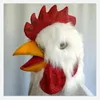 Party Masks White Plush Rooster Head Cover Latex Mask Full Face Chicken Funny Animal Dress Up Prom Halloween Cosplay 230206