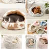 Ultra Soft Plush Cat Tent Cave Bed Pet Dog Susza Wygodne Gniazdo Donut Cuddler Self Oving Spanie Dla kotów Puppy 220323