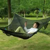 Bärbar utomhuscamping Hammock Folding Aerial Triangle Hammock Hanging Cot Bed for Outdoor Travel Camping Canopy 220606