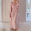 Womens Sleepwear Women Nightgown Lace Patchwork Sleep Dress Satin Nightdress Home Dressing Gown Casual Nightwear Intimate Lingerie