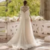 أنيقة فستان زفاف الأنيقة الأميرة صورة كتف الدانتيل الطويل الأكمام الطويلة الترتر