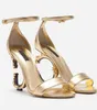 Elegant Famous Brands Summer Luxury Keira Sandals Shoes For Women Pop Heel Gold-plated Carbon Lady Sexy High Heels Bridal Wedding Wedding EU35-43BOX