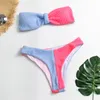 2022 sexiga kvinnor hög midja bikini baddräkt badkläder kvinnlig bandeau thong brasiliansk bikini set baddräkt bather