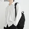 EBAIHUI Shirts for Men Solid Color Long Sleeve Turn-down Collar Coat Korean Fashion Leisure Baggy Blouse Handsome Streetwear