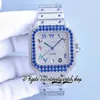 TWF TW0013 Japonia Miyota Automatyczna męska zegarek Niebieski Diamond Bezel zamarzany diamentowy diament czarne markery arabskie bransoletki stali nierdzewne Super Edition Watches