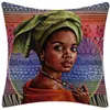 Cushion/Decorative Pillow Africa Beautiful Woman Faux Linen Couch Case Sigle Side Cartoon Yellow Brown Cushion Cover Car Farmhouse Home Deco