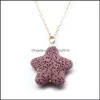 Arts And Crafts Colorf Star Lava Stone Pendant Necklace Diy Arom Essential Oil Diffuser Necklaces Stainless Steel Chain C Sports2010 Dhwja