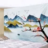 Landskap vägg matta abstrakt bergsmålning konst tapestry vägg hängande hippie boho rum dekor hem sovrum matta gardiner j220804