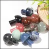 Stone Loose Beads Jewelry Mini Mushroom Gemstones Figurine Natural Carved Crafts Decor Quartz Healing Crystal Statue Ornament Drop Delivery