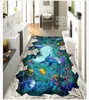 Custom photo flooring wallpaper 3d Wall Stickers Modern Sea World Dolphin Bathroom Art 3D Floor Painting walls papers home decoration