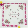 Mouchoir Textiles de maison Jardin Ll Coupe-coton Dames Mode Artisanat Floral Vintage Hanky W Dheoj