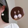 Dangle lustre élégant grande perle simulée boucle d'oreille pour les femmes à la mode cristal boucles d'oreilles femme bijoux de fête de mariage OorbellenDangle