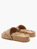 mode 35mm pantoufles en caoutchouc hommes femmes sandales de piscine unisexe Brown Maxi Canvas Wool Blend Slides avec boîte et sacs à poussière