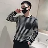 Men's T-Shirts Navy Style Long-sleeve Shirt Men O-neck Stripe T Cotton Casual Slim Fit Vintage Basic 95% B56Men's