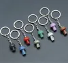 Keychains Lanyards Natural Stone Key Chain Ring Svamphängen Keychains Söt mini Statue Charms Keychain Pendant Lovely Keyring för Mki Car Bag Ornament G7SF