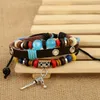 Pulseiras de charme boêmio aço inoxidável pulseira de couro por atacado jóias ajustáveis ​​para homens boho banglecharm lars22