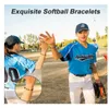Titanium Sport Accessories Bracelete de charme de softball Ajuste com pulsões de corda de corda trançada pulseiras de bola para adultos adolescentes de festas de festa de aniversário favores