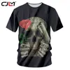 Черная футболка Мужские летние топы с крутым принтом Rose Gun Skull 3d футболка Мужские облегающие рубашки для тренировок Футболка с коротким рукавом 220623