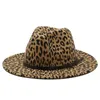 Kvinnor breda Brim Felt Fedora Panama Hat med leopardbältesspänne för att ha på sig trädgårdsskötsel vid stranden Pool Park Camping