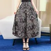 Autumn Spring Print Woman's Pants Wide Leg Trousers for Female High Elastic Waist Ladies Skirt with Pockets 220325