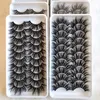 10 Pairs 3D Fluffy Lashes 100% Handmade Synthetic Eyelashes Soft Natural False Eyelash Extension Makeup Eye Kit