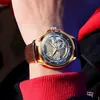 Armbanduhr Männer beobachten automatische mechanische Skelett -Design Armbanduhr Männliche wasserdichte Lederband Reloj Hombrewristwatches