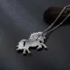 Women Kids Necklace And Colorful Unicorn Diamond Pendant Necklace Children Sweater Chain Jewellery Accessories