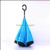 Umbrellas Creative Double Layer Pongee Waterproof Reverse Folding Umbrell Dhujd