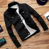 Men's Jackets Denim Autumn Men's Jeans Jacket Slim-Fit Version Of Fashion Coat Top Solid Color Button Door Pocket Trim In 6 ColorsMen's