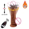 Дистанционное отопление дилдо для женщин телескопического вибратора 360 Вращание игрушки взрослые 18 мастурбаторы гей-вагинальная стимуляция G-Spot