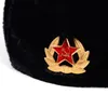 Berets Soviet Army Military Badge Russian Pilot Hat Catcher Cavalry Winter Artificial Fur Earmuffs Men's Snow HatBerets BeretsBerets