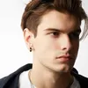 Clip-On-skruvar Back PCS/1 Set Hoop Earrings Men's rostfritt stål Fake Perforated Pendant Cross Feather Ear ClipSclip-On