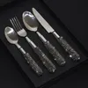 Conjuntos de utensílios de jantar conjunto de table under with sparkle alça de brilho de aço inoxidável kit de kit de faca de faca de faca