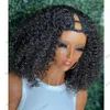 Jet Black Human Hair Afro Kinky Curly U Part Perruques pour les femmes noires Parties moyennes Fabriqué à la machine Facile à installer Perruque d'extension de cheveux