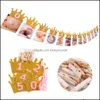 Confetti Wedding Party Supplies Events Qifu Crown Happy Birthday Banner With Po Clip 1St Decor Kid Babyshower One Year Bunting Garland F