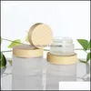 Frosted Glass Bottle Cream Jar met geïmiteerde hout Lid Lotion Spray Pump Flessen Draagbare Cosmetische Container Kruiken 20ml 30ml 40ml 50ml 60ml 80