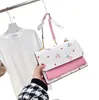 Fashion Pink-White Maiden Shoulder Bag Sweet Flower Printing Chain Bag Designer Women Advanced Atmosphere Leather Messenger Bags