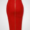 16 färger XL XXL SEXY SOLID ZIPPER orange blå svart röd vit rosa bandage kjol kvinnor elastisk bodycon sommar blyerts kjol 58 cm 220711