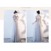 High neck classic evening dress Gray/Pink/Champagne A line lace up hollow vintage party prom ankle length maid of honor W220421