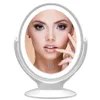 LED travel make up mirror with light for makeup round cosmetic magnifying handheld portable vanity mirror white aesfee double sides 1x/7x magnification