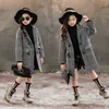 Jackets Girls Coat Fashion Plaid Wool For Double-breasted Kids Outerwear Autumn Thick Winter Clothes 6 8 10 12 14 220826
