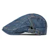 Berety jeansowe czapki męskie dżinsy letnie sboy płaskie gatsby cabbie jadące czapki słoneczne do przodu szczytowe czapkę dla kobiet Dropberets ELOB22
