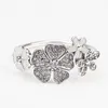 Sparkling Daisy Flower Rings 925 Sterling Siver logo white enamel Women Girls Gift Original box set for pandora Ring